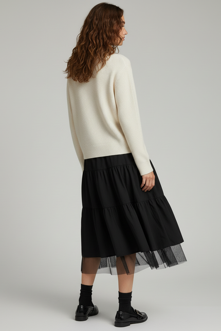 Jupe Midi Noire Tulle Fluide