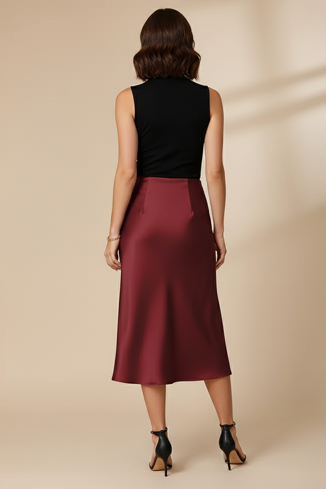 Jupe Midi Satin Fluide Élégante satinée
