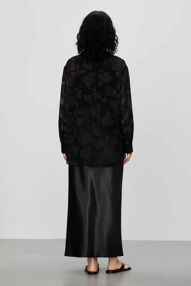 Jupe Midi Satin Noire Chic