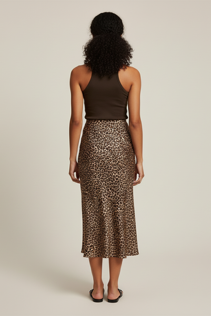 Jupe Midi Leopard Femme