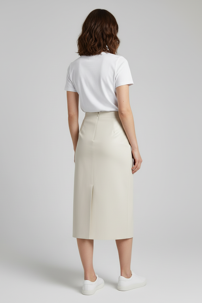Jupe Midi Similicuir Fente Chic