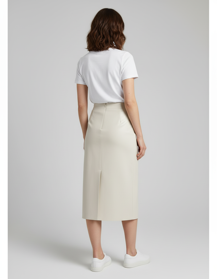 Jupe Midi Similicuir Fente Chic