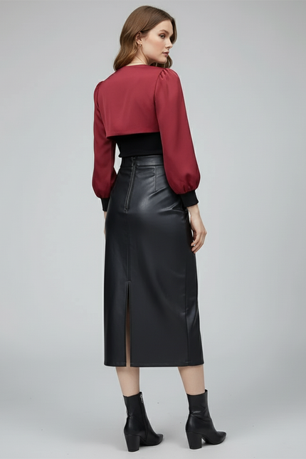 Jupe Midi Similicuir Froncée Chic moderne