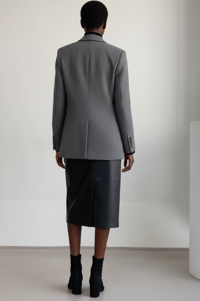 Jupe Midi Similicuir Noire Élégante rock