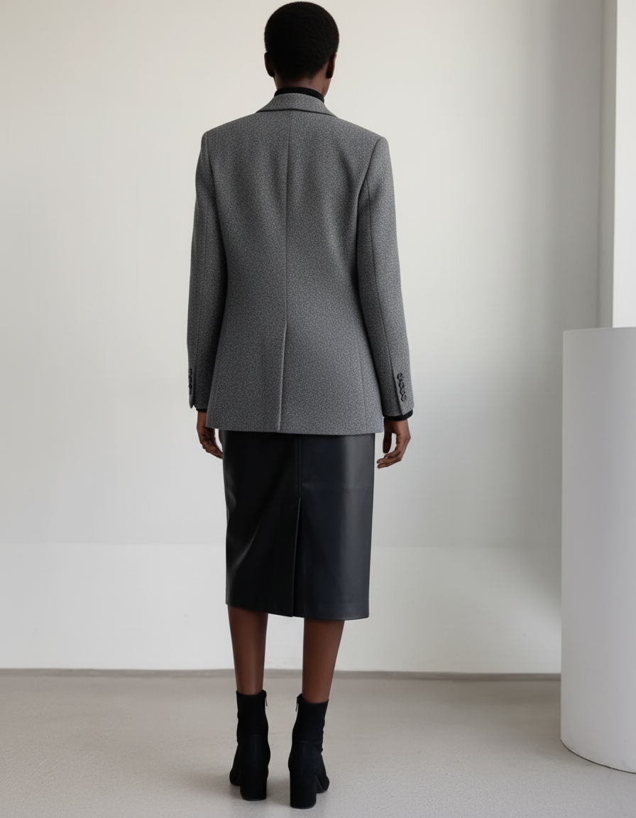 Jupe Midi Similicuir Noire Élégante rock