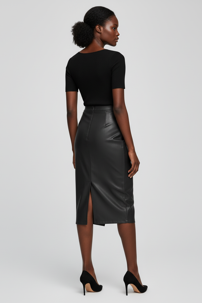 Jupe Midi Similicuir Portefeuille Chic originale