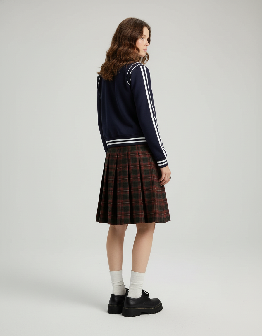 Jupe Midi Plissée Écossaise Preppy