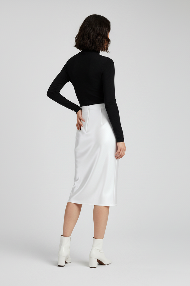 Jupe Midi Blanche Satinée Élégante pure
