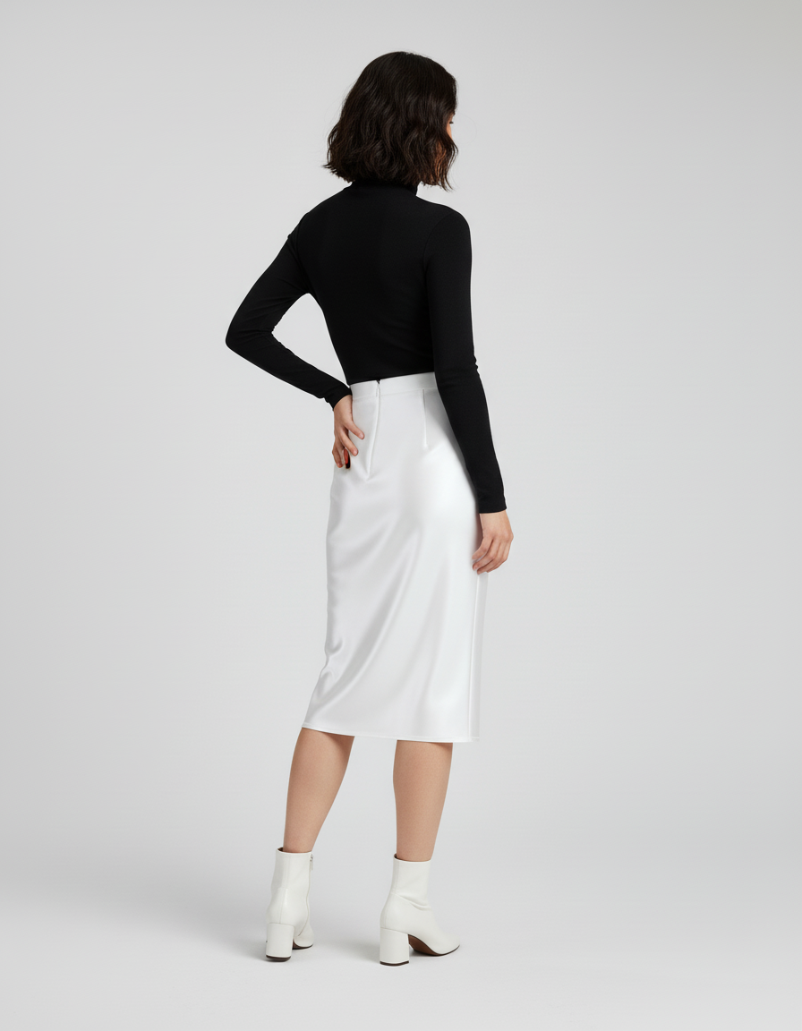 Jupe Midi Blanche Satinée Élégante pure