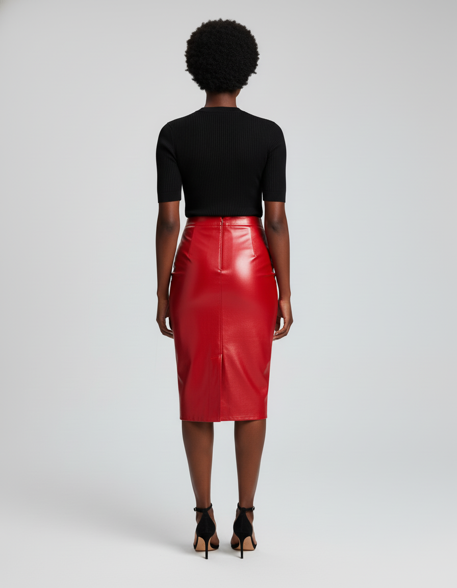 Jupe Midi Rouge Brillante Chic