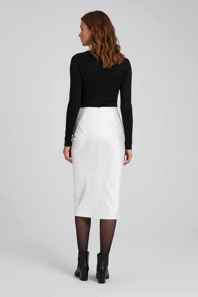 Jupe Midi Blanche Satinée Élégante lumineuse