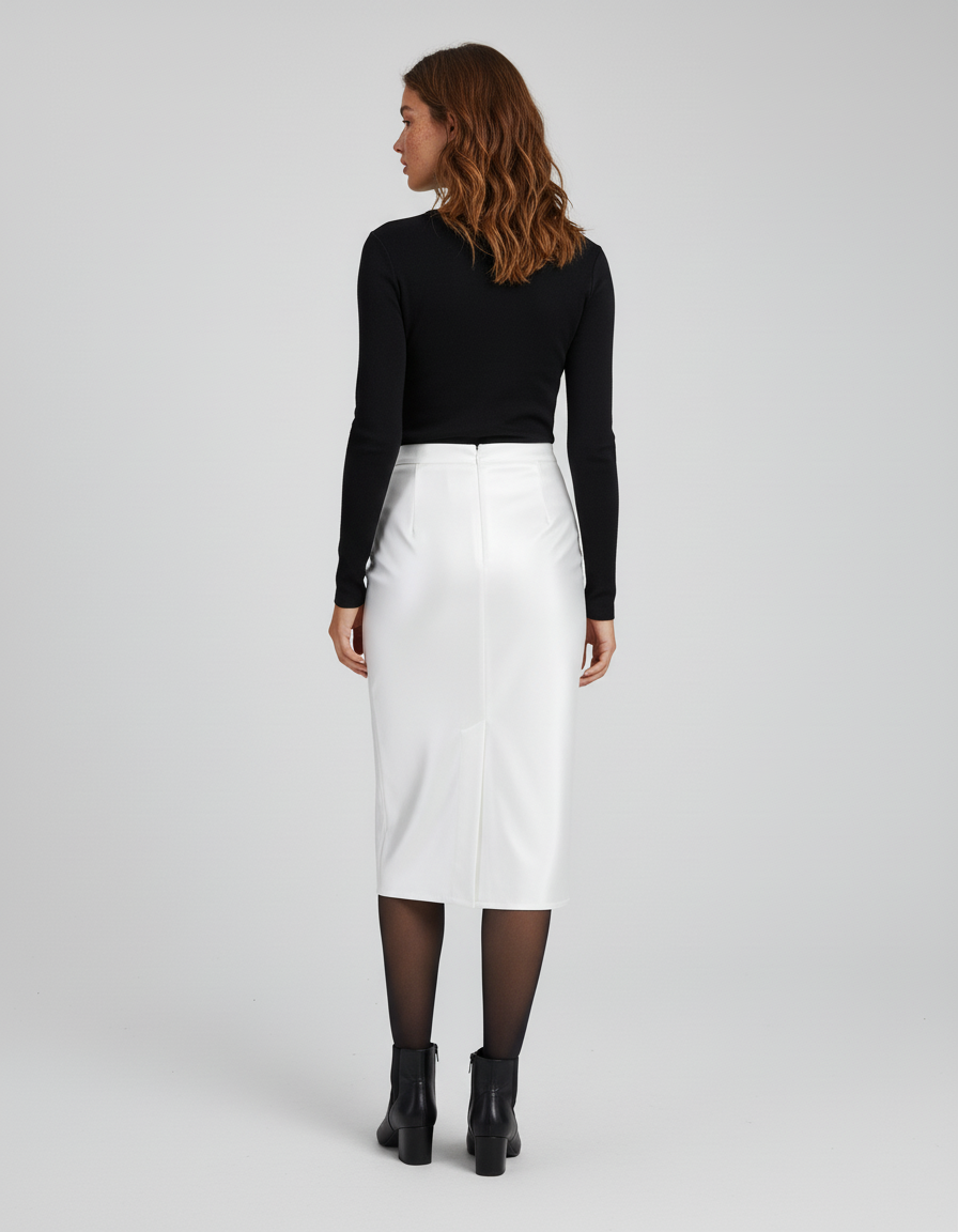 Jupe Midi Blanche Satinée Élégante lumineuse