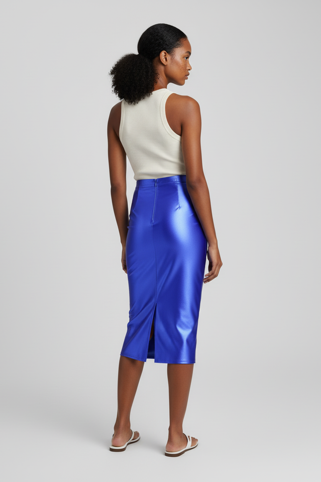 Jupe Midi Bleue Brillante Chic festive