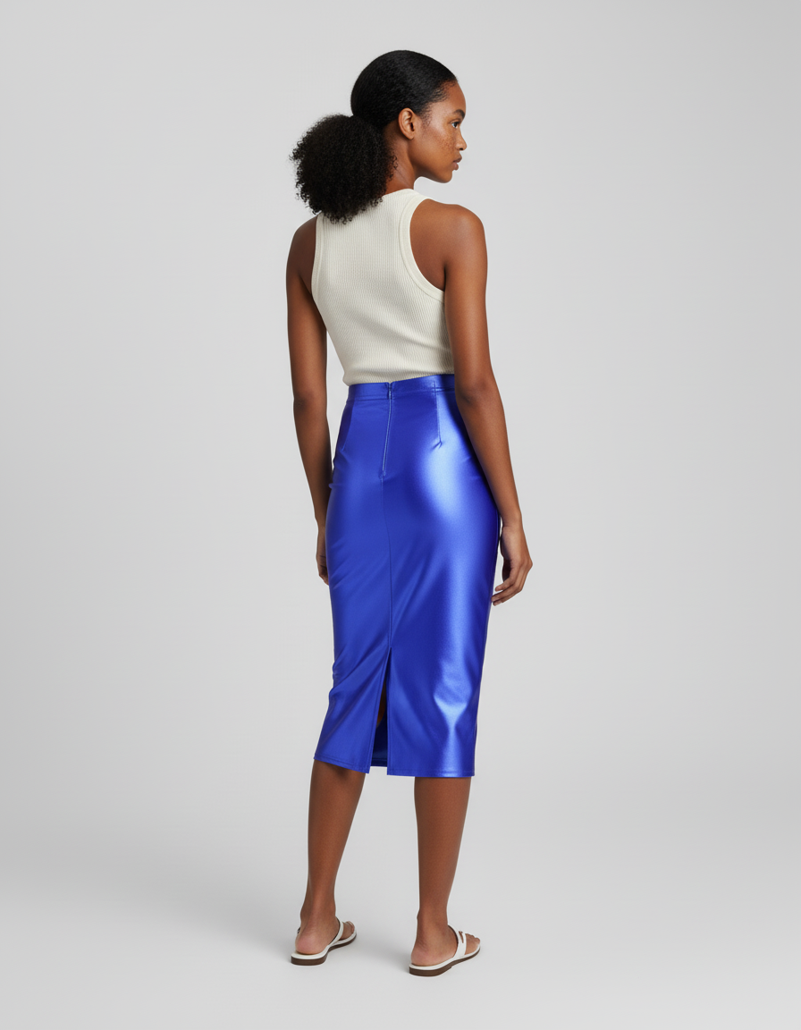 Jupe Midi Bleue Brillante Chic festive