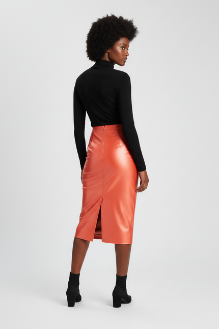 Jupe Midi Orange Brillante Chic