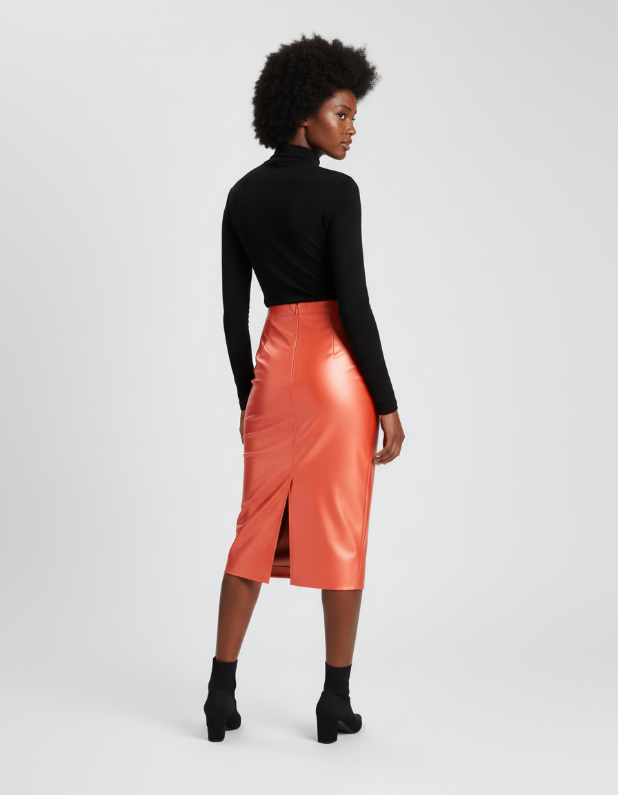 Jupe Midi Orange Brillante Chic