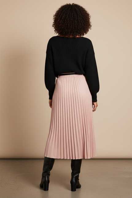 Jupe Midi Rose Plissée Chic