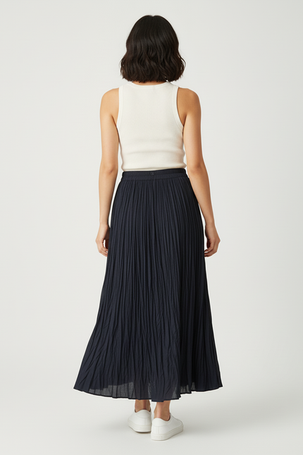 Jupe Midi Plissée Noire