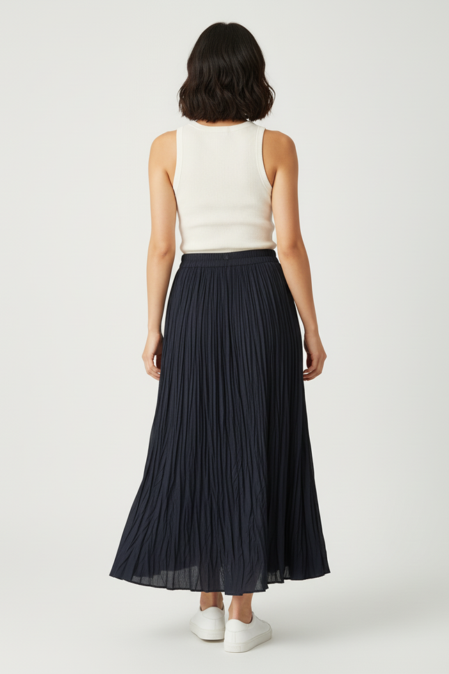 Jupe Midi Plissée Noire