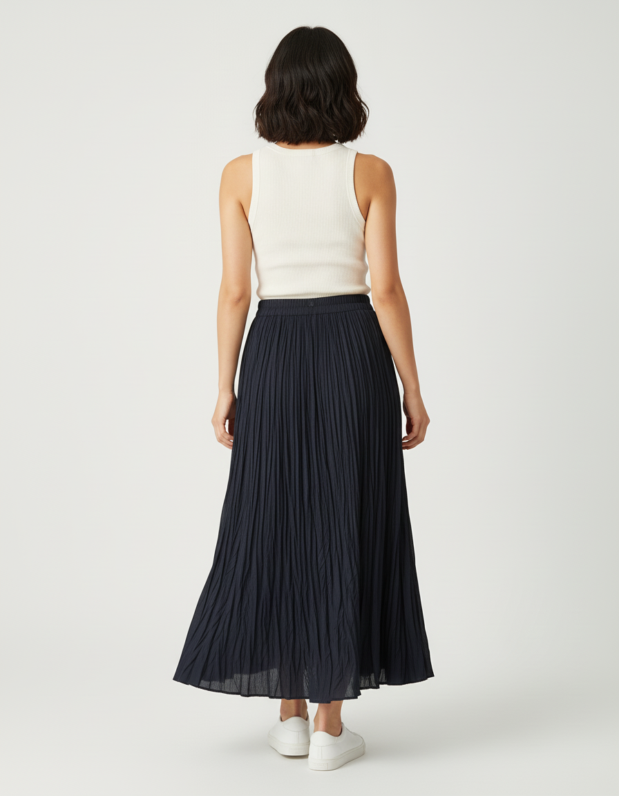 Jupe Midi Plissée Noire