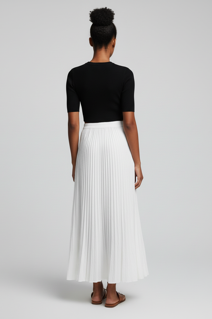 Jupe Plissée Midi Blanche