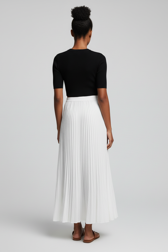 Jupe Plissée Midi Blanche