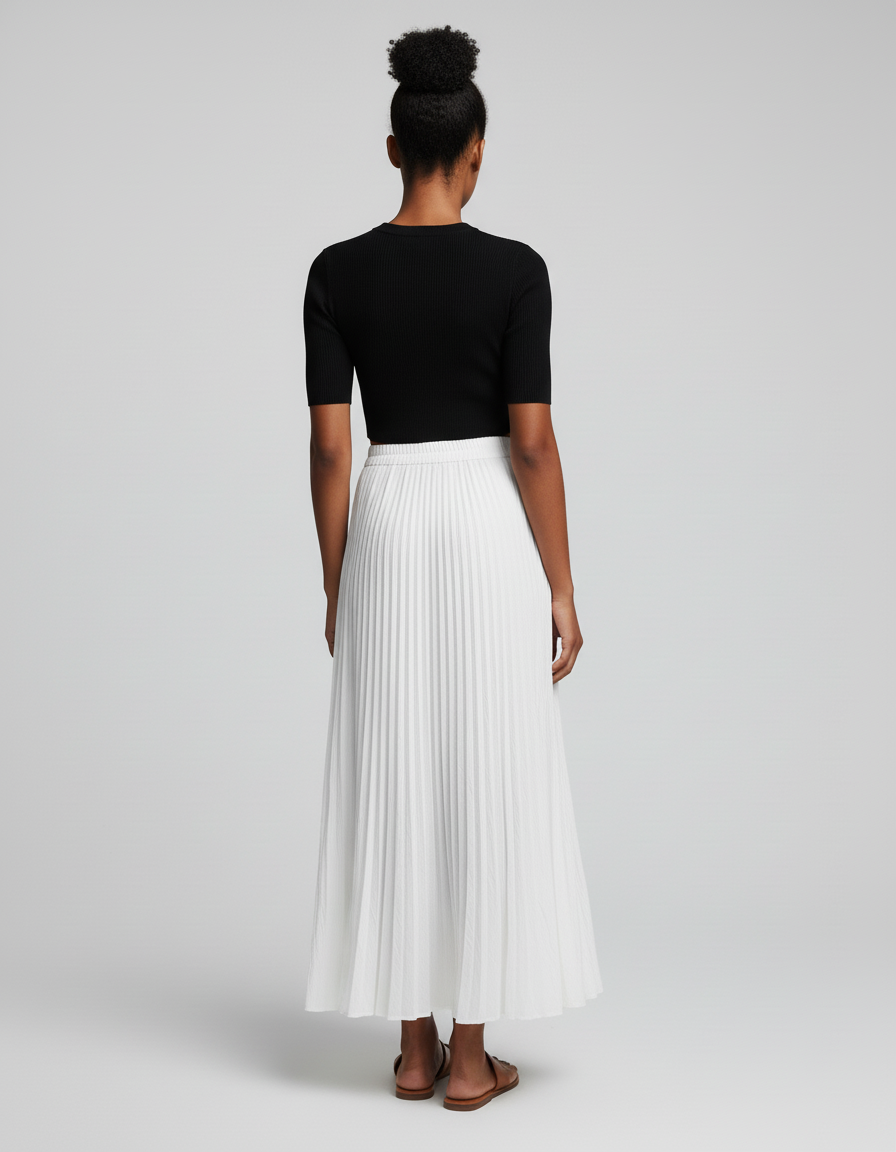 Jupe Plissée Midi Blanche
