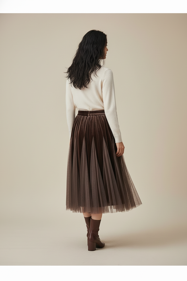 Jupe Midi Velours Femme