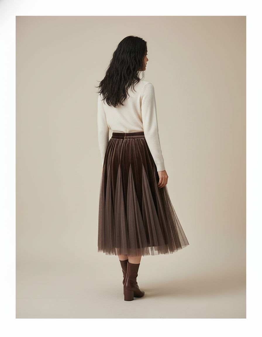 Jupe Midi Velours Femme