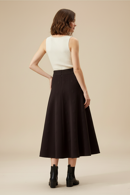 Jupe Midi Tricotée Noire Chic