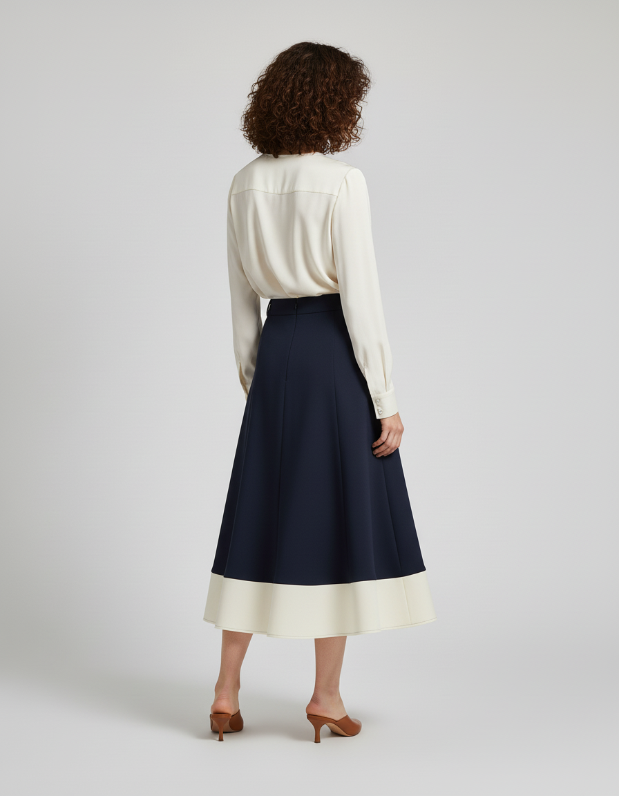 Jupe Bleu Marine Midi