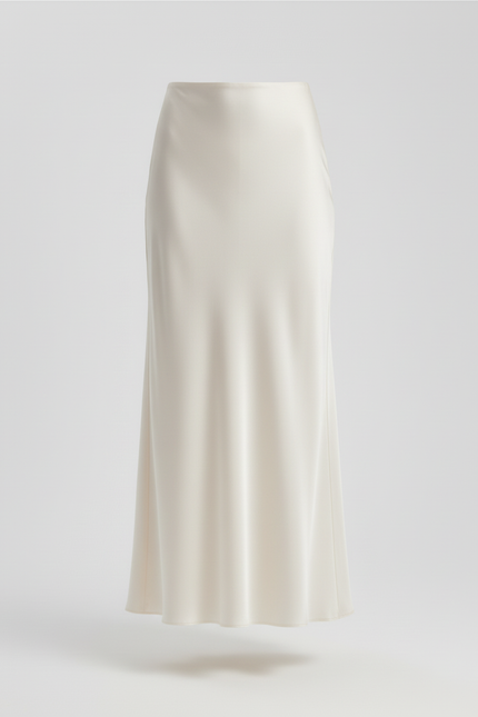 Jupe Midi Crème Satinée Élégante