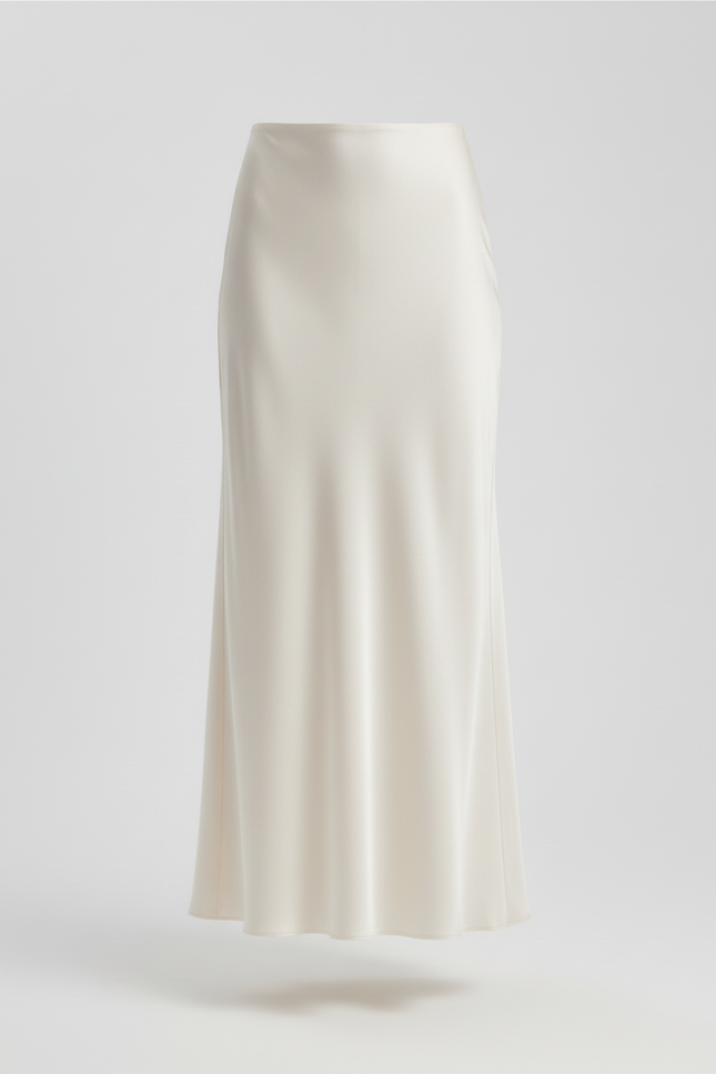Jupe Midi Crème Satinée Élégante