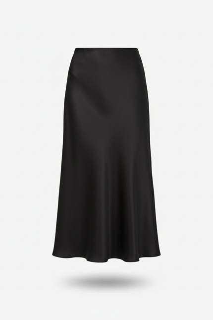 Jupe Satin Noire Midi