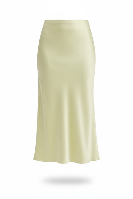 Jupe Midi Vert Pâle Satinée Élégante