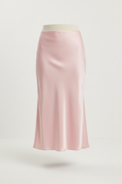 Jupe Midi Rose Satinée Élégante