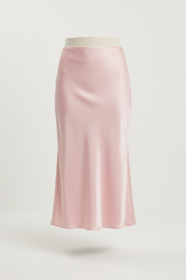 Jupe Midi Rose Satinée Élégante