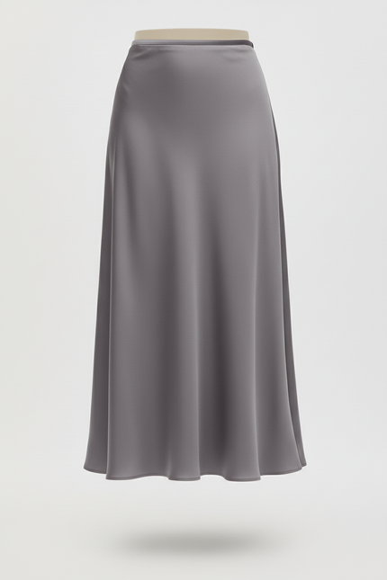 Jupe Midi Satinée Grise Élégante