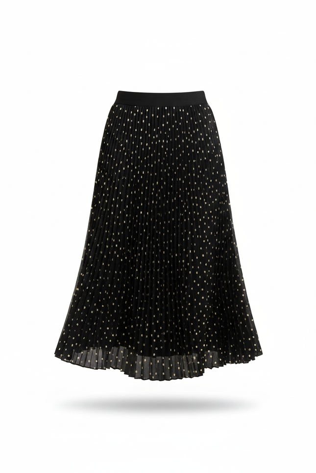 Jupe Midi Plissée À Pois Élégante