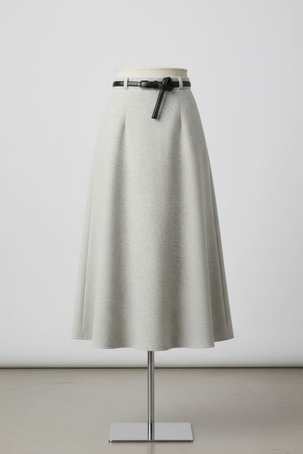 Jupe Midi Laine Évasée Chic