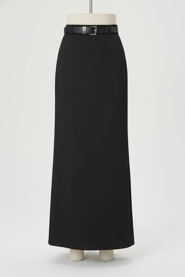 Jupe Midi Noire Droite Élégante