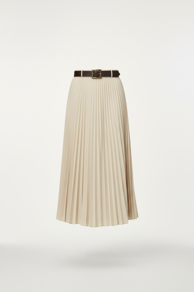 Jupe Midi Crème Plissée Chic