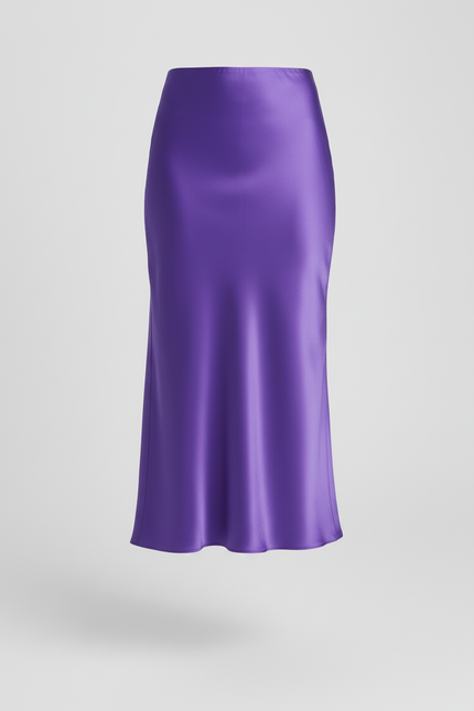 Jupe Midi Violet Satinée Fluide