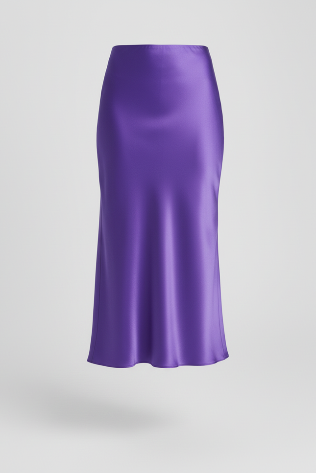 Jupe Midi Violet Satinée Fluide
