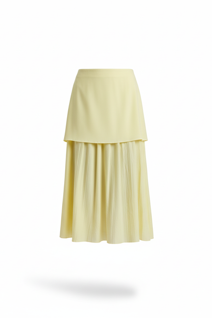 Jupe Midi Plissée Superposée Chic