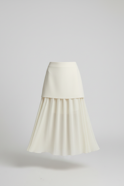 Jupe Midi Ivoire Plissée Fluide