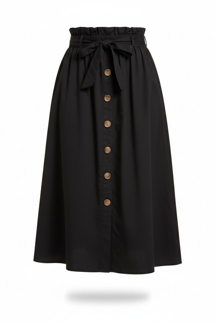 Jupe Midi Noire Boutonnée