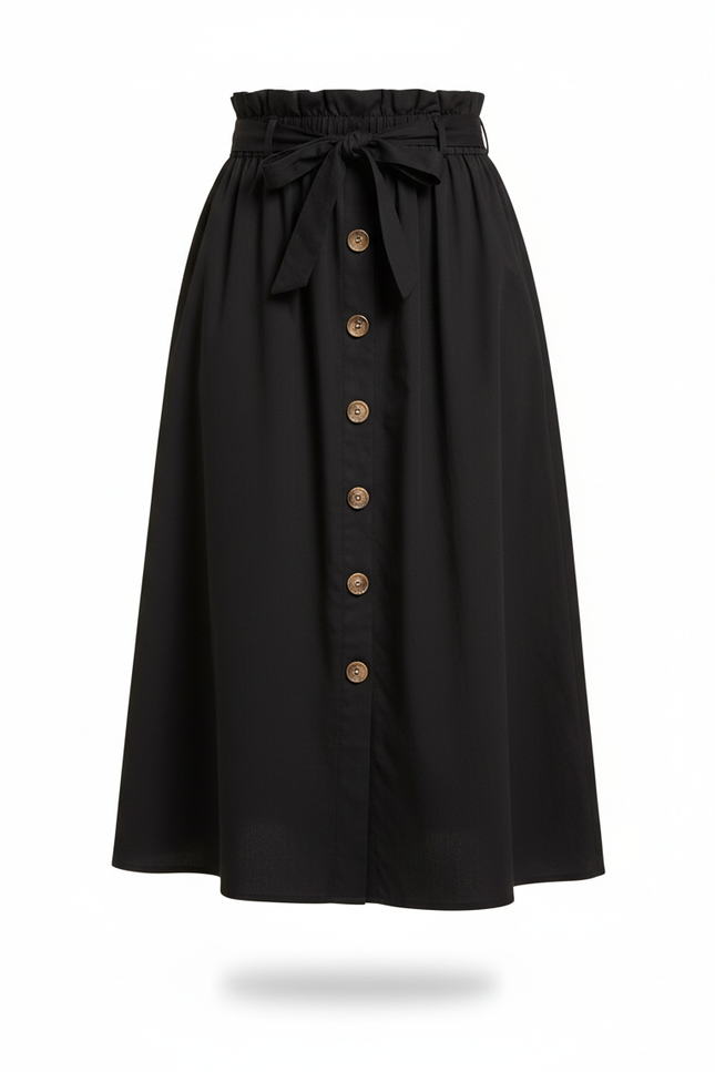 Jupe Midi Noire Boutonnée