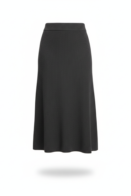 Jupe Midi Côtelée Anthracite Élégante
