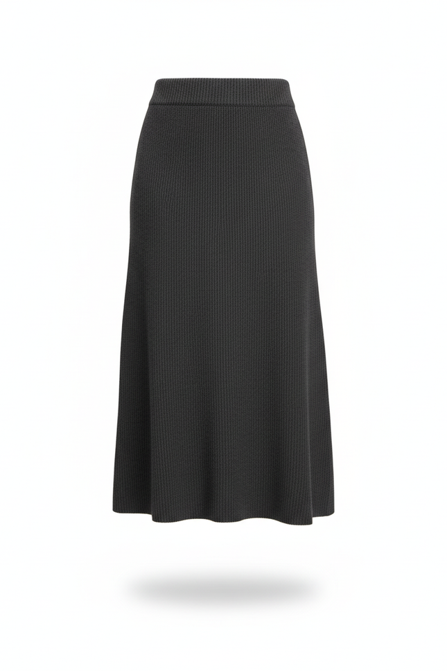 Jupe Midi Côtelée Anthracite Élégante